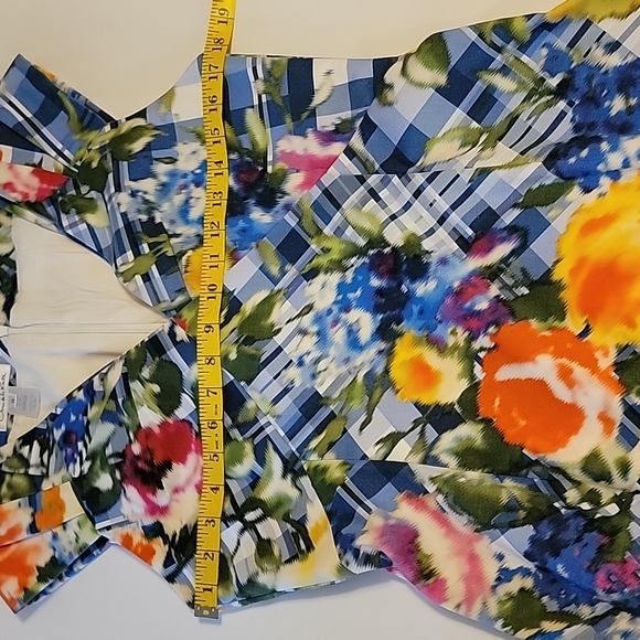 ❤Oscar de la Renta Dress w/ Bright Floral/Lattice Print & Gorgeous Pleats/Panels - Picture 10 of 16